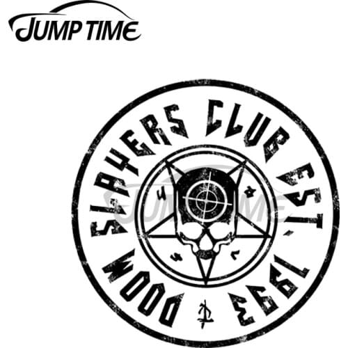 JumpTime 13 x 13cm For Doom Slayers Club Doom Eternal Car Sticker Decal Vinyl Japan Waterproof Bumper Doors Windows Accessories