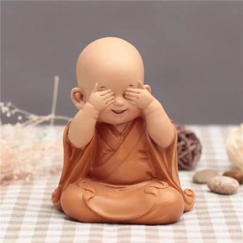 Free shipping Buddha Statue Small Monk Resin Cute Home Club Feng Shui Decoration Crafts Boutique Tea Pet Jewelry