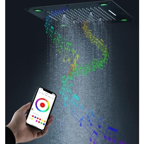 Bluetooth Music Shower Head Bathroom Accessories Ceiling LED Shower Panel 24inch 304 Stainless Steel Black shower Faucets