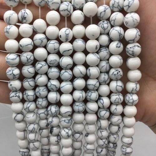 1 Strand Wholesale Beige Thread Stone Beads 4 6 8 10 12mm Pick Size Spacer Charm Bead For Ornament Making Loose Material Jewelry