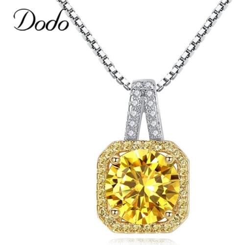 DODO Personality Yellow Square Cubic Zirconia Clavicle Chain Necklace & Pendant Fashion Crystal Wedding Jewelry For Women N166-Y