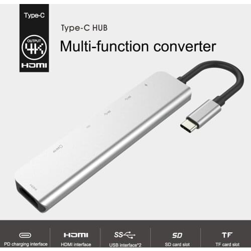 7 in 1 Type-C Docking Station PD USB Hub Multi Surface Carbon Laptop HDMI high speed port for Lenovo Samsung Dock Macbook Pro