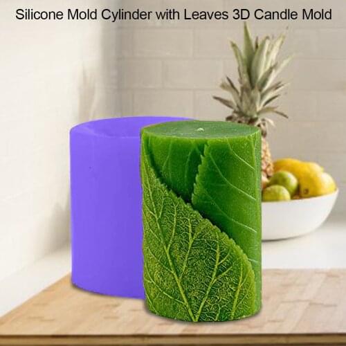 Candle Mold 3D Silicone Soap Candle Mold Classical Relief Cylinder with Leaves Mould for Handmade Craft Cake DIY Soap Dye Model