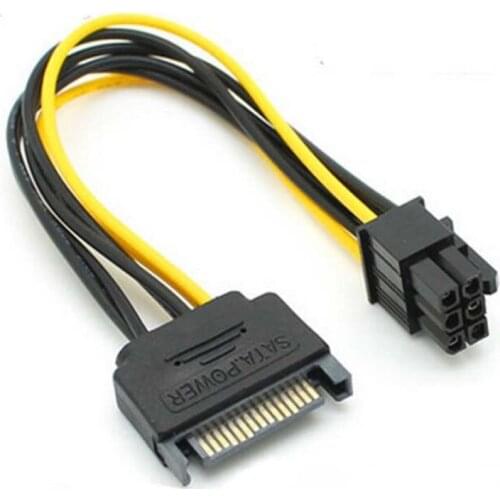 100pcs SATA Power Cable Connector 15pin Male to 6Pin Graphics Card Reverse Power Cable 15 Pin 6PIN Graphics Power Cord
