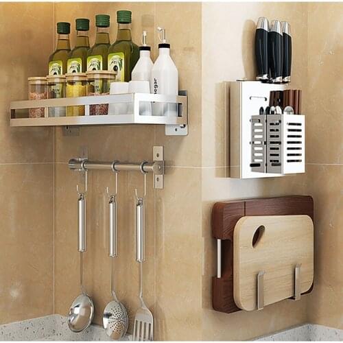 304 Stainless Steel Kitchen Rack, Pot Rack, Wall-mounted Punch-free Cutting Board, Tool Rack Kitchen Appliances Dish Rack