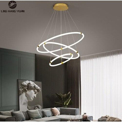 Minimalist Modern Pendant Light Led Hanging Lamp 110V 220V Circle Chandelier Pendant Lamp for Dining room Kitchen Ceiling Lustre