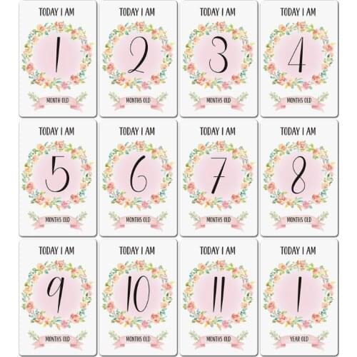 12 Pcs Month Sticker Baby Photography Milestone Memorial Monthly Newborn Kids Commemorative Card Number Photo Props H055