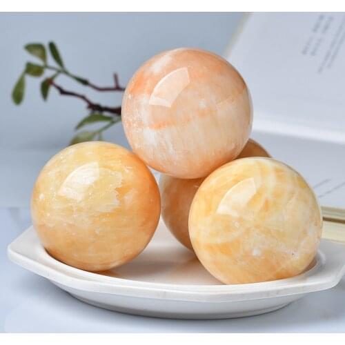 Natural Topaz Yellow Jasper Crystal Sphere Mineral Gems Home Decoration Ornamental Stone Healing Aura Collection Crafts Gifts