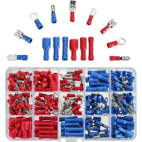 200pcs Crimp Terminal Assorted Spade Male Female Wire Cable Crimp Terminals Sets Insulated Cord Pin End Electrical Connector