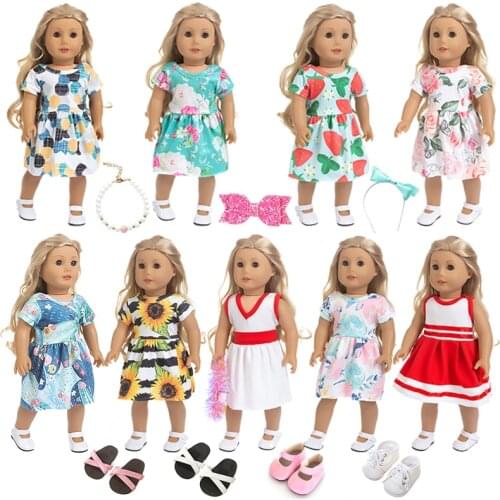 D&B 2021 Spring Doll Clothes For Doll Baby New Born Fit 18 inch 43 cm Beautiful Dress Doll Accessories For Doll Birthday Gift