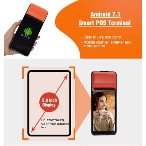 Portable Handheld POS PDA Terminal Thernal Printer 3G/4G with GPS 58mm wifi Android 7.1 Rugged Industrial Barcode Printer