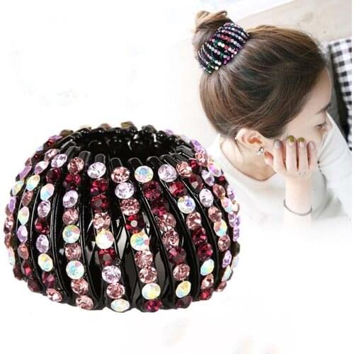 Korean Scrunchies For Women Girls Rhinestone Ponytail Holder Easy Bird Nest Buckle Hair Accessories Fashion Hairpins