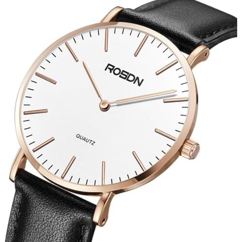 Luxury Brand ROSDN Couples Watches New 6 mm Ultra-thin Watches Japan MIYOTA Quartz Men Watch Leather 50M Waterpoof Clock R3603M