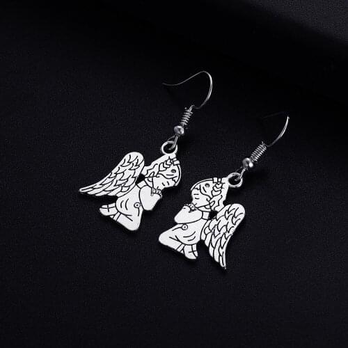 Trendy Vintage Angel Shape Dangle Earrings for Women Girl Retro Drop Earrings Cute Small Object Earring Jewelry Bijoux