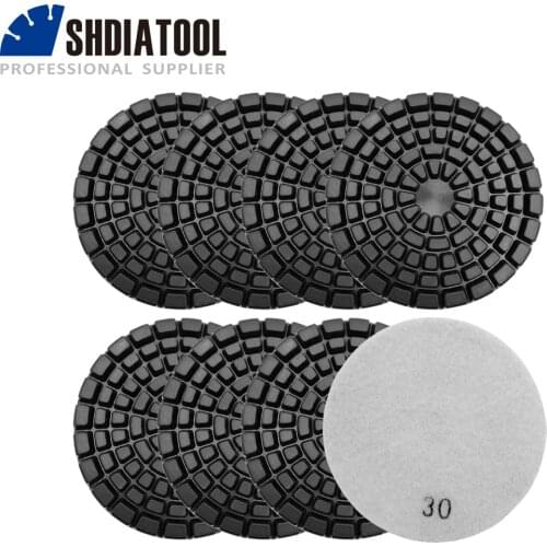 SHDIATOOL 8pcs 100mm/4inch Thickened Diamond Resin Bond Concrete Polishing Pads Grit #30 Concrete Floor Renew Sanding Discs