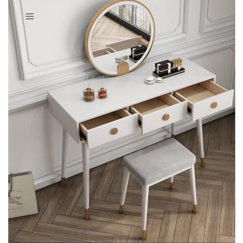 Nordic dressing table small apartment dressing table bedroom modern minimalist light luxury dressing table with lamp