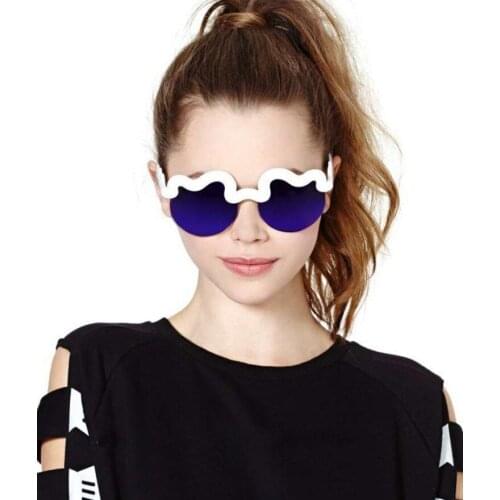 Cotton Clouds Waves Women&men Dancing Sunglasses Matte Soft Material Half Frame Sun glasses Reflective Color Lens Oculos De Sol