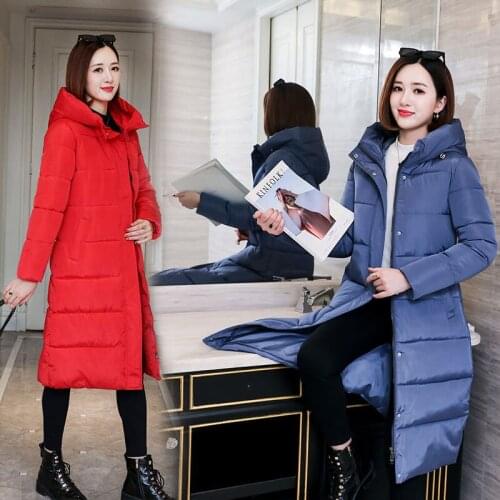 Loose Down Cotton Jacket Coat Winter New Cotton Parka Coat Women Long Thicken Warm Coats Casual Female Plus Size Hooded Overcoat