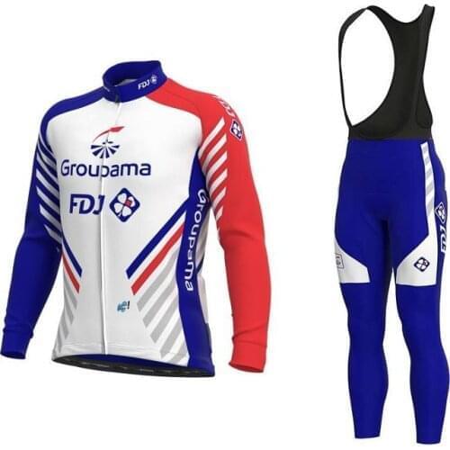 Spring Summer 2020 GROUPAMA FDJ Pro Team Mens Cycling Jersey Long Sleeve Bicycle Clothing With Bib PANTS Ropa Ciclismo