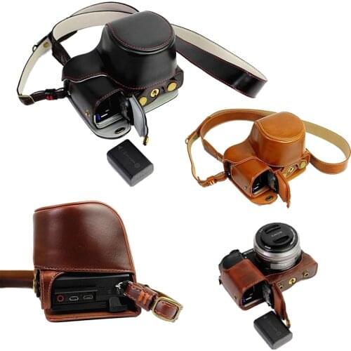 Vintage PU Leather Camera Case Bag For Sony A6000 A6300 Camera Bag With Strap Open Battery directly