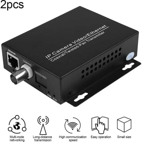 1Pair IP Extender Over Coax IP HD Network Coaxial Transmission Extender EOC Converter for CCTV
