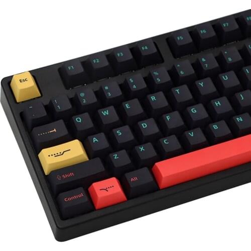 136 Keys PBT Keycaps Metropolis Red Yellow Black Cherry Profile Original Height for 60%/87/104/108 Mechanical Keyboard Key Caps