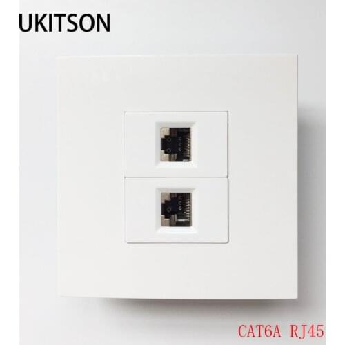 2 Plugs CAT6A RJ45 Faceplate CAT.6A LAN Shield Ethernet Socket Panel 86x86mm