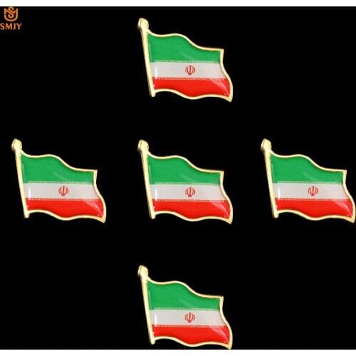 5PCS Iranian Flag Brooch Allah Akbar Metallic Enamel Suit Tie Lapel Pin Brooch Badge Patriot Souvenir Jewelry