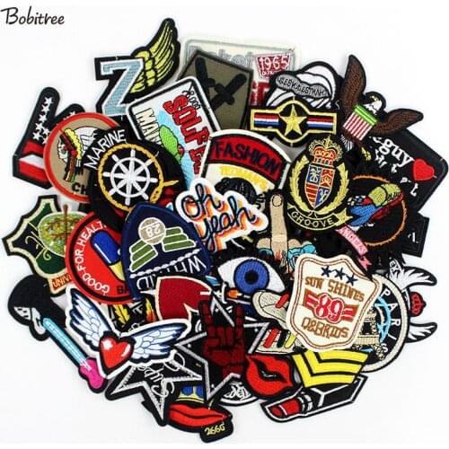 50pcs/lot clothes patches badges iron on sewing on cropped patches for clothes backpack Stickers Appliques