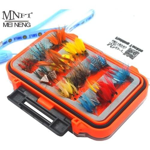 MNFT 72Pcs/Set Wet Dry Nymph Fly Fishing Lure Set Artificial Lnsect Bait Trout Fly Fishing Hooks Tackle With Waterproof Case Box