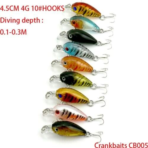 90PCS crankbait fishing lures 4g 4.5cm 10#japan fishing hooks hard plastic diving fishing baits bass pike pesca fishing tackles