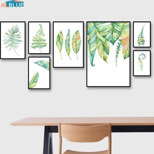 Watercolor Canvas Art Print Plant Green Leaf Nordic Posters and Prints Wall Picture for Living Room Scandinavian Home Decoration