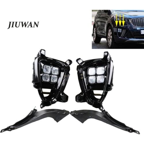 2 Pcs Car Bright White LED Daytime Running Lights ABS Front Headlights Fog Lamps For Kia Sorento 2018 2019 2020 Korea Model