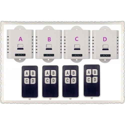 2016 new AC 85v 110v 120v 220v wireless remote control switch with manual button 4pcs receiver +4pcs transmitter smart home