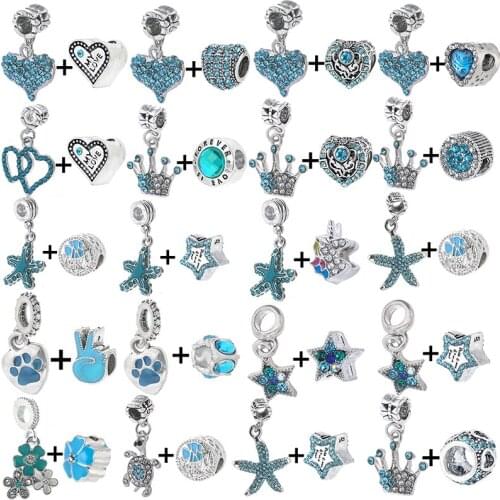 2Pcs/Lot Silver Plated Heart MY LOVE Beads Fit Original Brand Charms Bracelet Necklaces DIY For Women Jewelry Making 2021 NEW