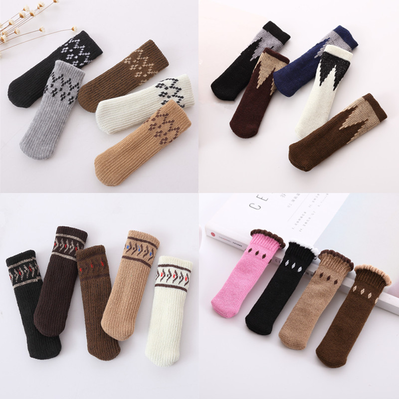 4Pcs Covers Non-noise Floor Protectors Anti-slip Socks Desk Chair Leg Caps Table Knitting Anti-slip Scratch Feet Pads Furniture