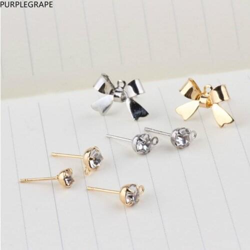 DIY Handmade Accessories 18k Gold Studded Zircon Hanging Earrings Jewelry Material Pendant Korean Fashion 10pcs
