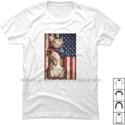 For Someone Who Loves Cat And The Country T Shirt 100% Cotton United States American Country States Trump Count Some Flag Love