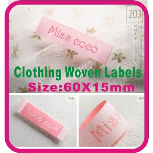 Miss CoCo labels,Top Grade clothing labels, main woven labels, ,Custom Labels for your shop, woven logo ,60X15mm