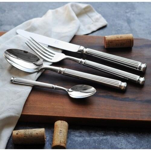 Europe Modern Tableware Set Silver Luxury 304 Stainless Steel Art Eco Friendly Tableware Jogo De Talheres Home Decoration EC50CJ