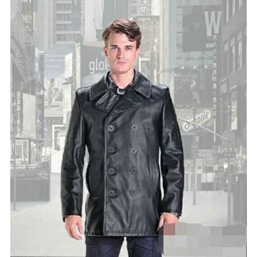 Factory 2020 Mens Black Motorcycle Leather Jacket 100% Genuine Thick Cowhide Male Suit Coats Military Coat S-XXXL