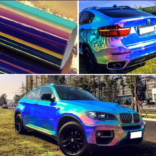 18M x 1.35M Holographic Blue Purple Rainbow Chrome Car Interior Body Sticker Sheets Vinyl Wrap Decals Motorcycle Decor Film