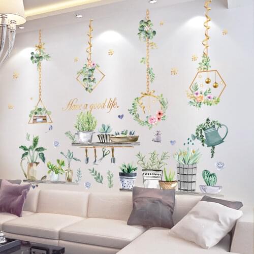 Potted Plant Wall Sticker PVC Material DIY Pot Culture Wall Decals for Living Room Bedroom Kitchen Home Decoration Accessories