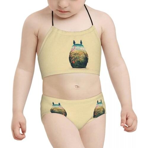 Kawaii anime Kids Beach Wear for Girls Children Print Totoro Lovely Cat Ponyos Bikini 2021 Wholesale Brand Baby Girl SwimSuit