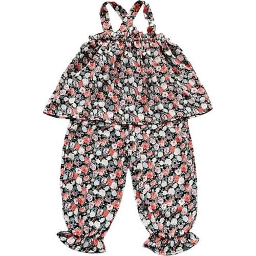Summer Flora Girls Clothes Set Cotton Print Tops+ Casual Pants Fashion Newborn Outfits Cute Clothing