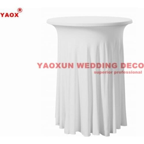 New Design Round Lycra Spandex Cocktail Table Cover With Wave Drapes Wedding Table Cloth For Event Party Decoration