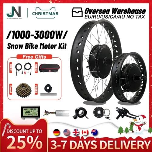 KT Fat Tire Ebike 1000W-3000W Rear Brushless Wheel Hub Motor Electric Bicycle Conversion Kit For Snow Bike 20" 26"inch Fat Tire