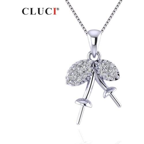 CLUCI Real Silver 925 Leaf Pendant for Women Necklace Jewelry Making Simple Sterling Silver Zircon Leaf Charms Pendant SP301SB