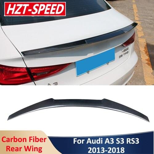 M4 Type Real Carbon Fiber Rear Trunk Wing Spoiler Car Body Modification Kit For Audi A3 S3 RS3 2013-2018 Turning