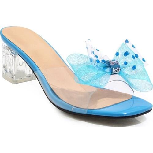 2019 summer new sweet bow in the middle with a thick size code 32-48 half dragging sandals